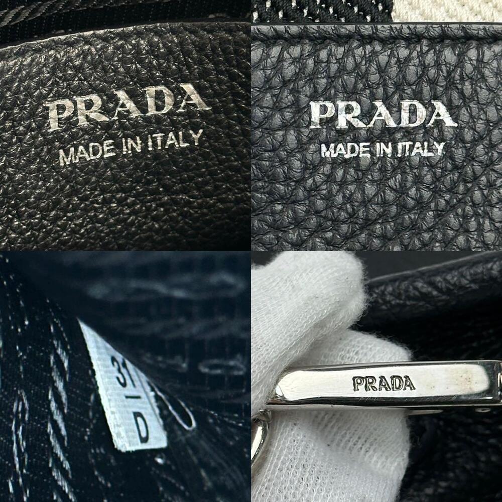 PRADA Vitello Daino Soft Leather Shoulder Bag Black Crossbody Triangle - Picture 9 of 10